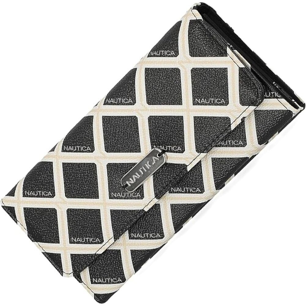 Women's Black/Bone Money Manager RFID Slim Wallet Card Holder with Coin